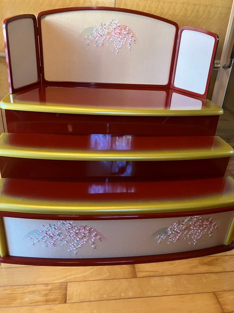 御京雛①平安春峰作　雛人形　三段飾り　お雛様　京都西陣織り　ひな人形3段　桜刺繍