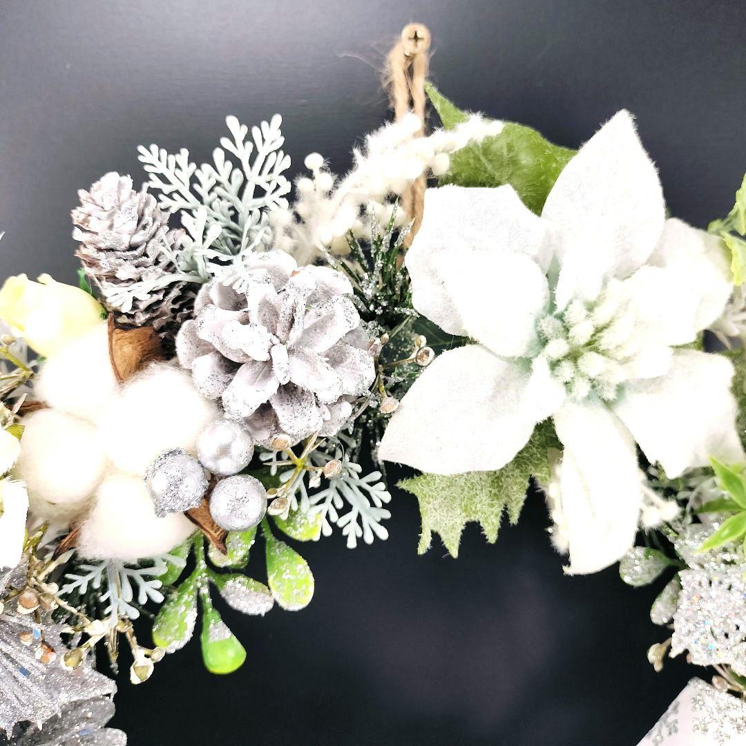 商品名【聖白】ゆきこ❤ポインセチアのクリスマスリース✳ 冬リース