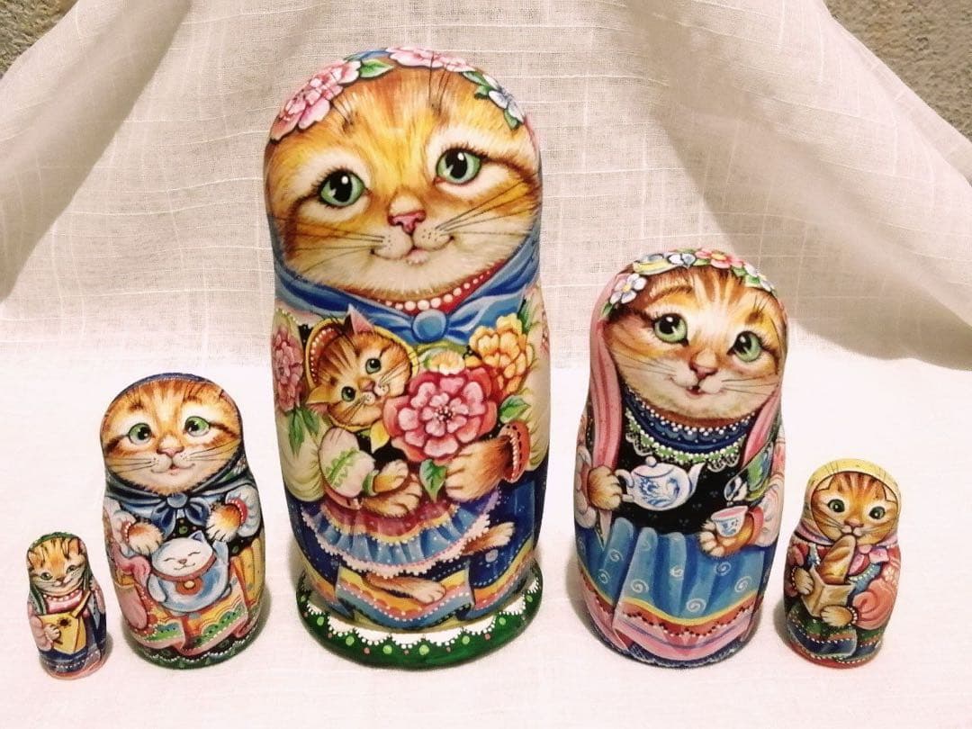 クリスマスセール♪ネコマトリョーシカ『パブロヴォ・ポサドのショールの猫』ミラ最新