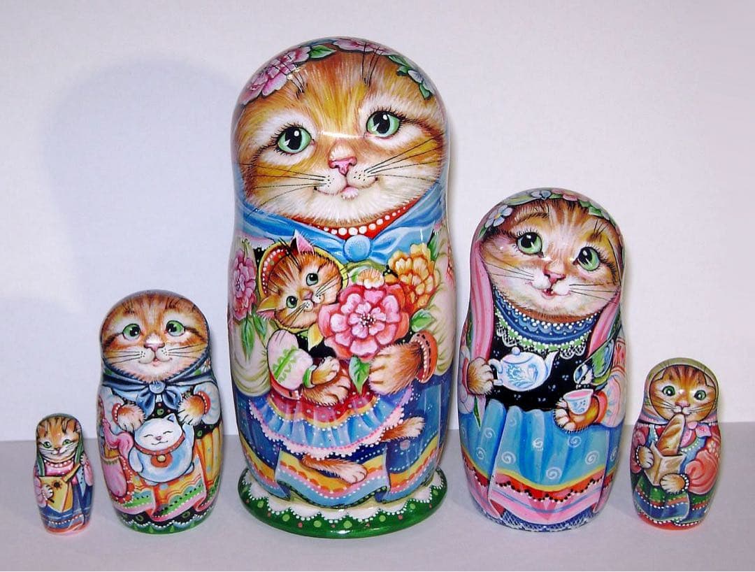 クリスマスセール♪ネコマトリョーシカ『パブロヴォ・ポサドのショールの猫』ミラ最新