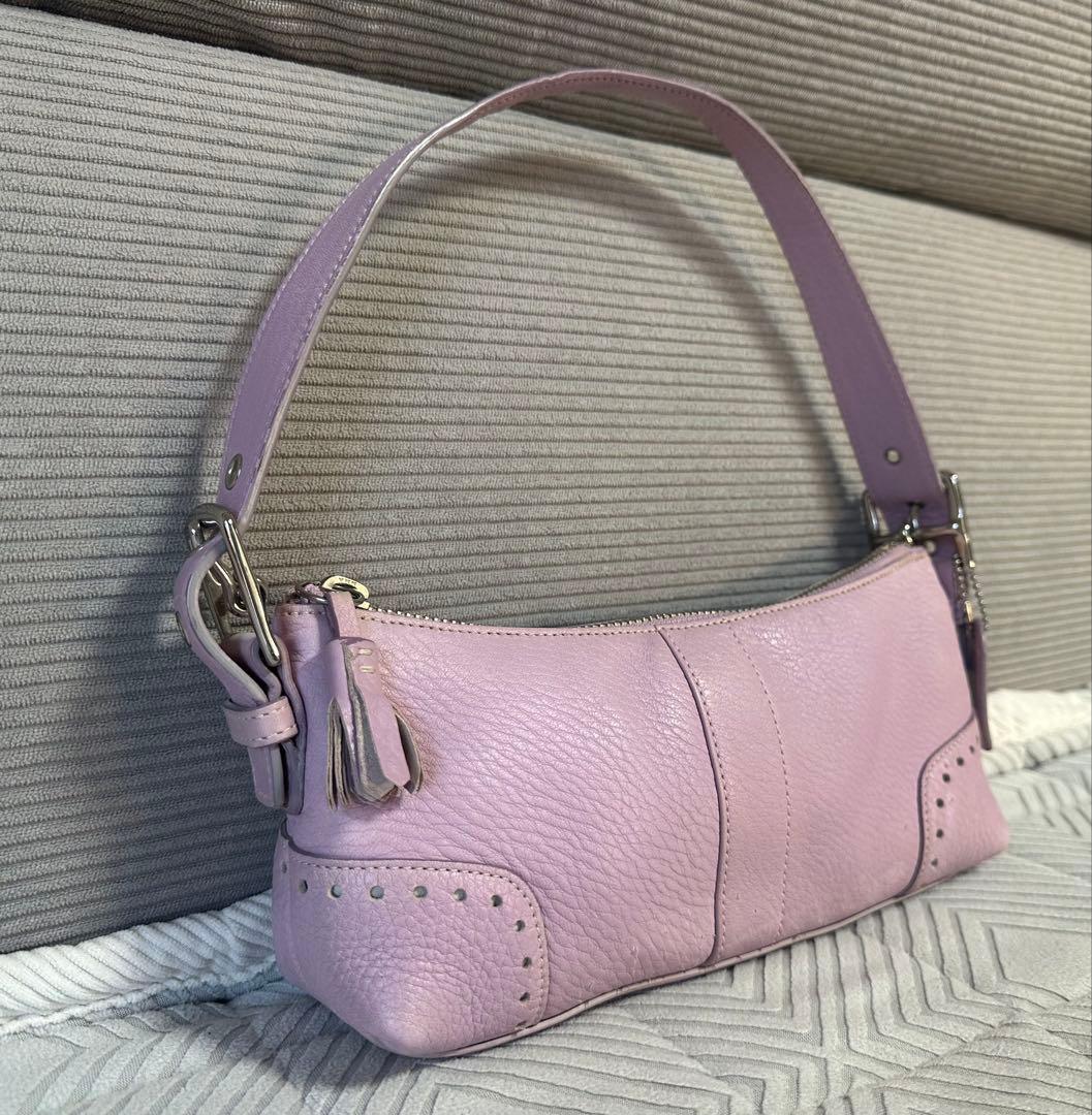 希少カラー COACH レザー アクセサリーポーチ ショルダーバッグ ピンク