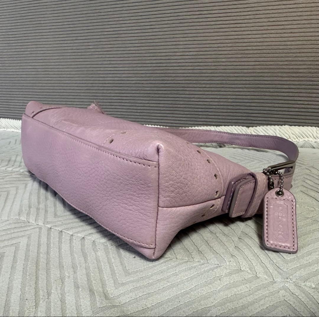 希少カラー COACH レザー アクセサリーポーチ ショルダーバッグ ピンク