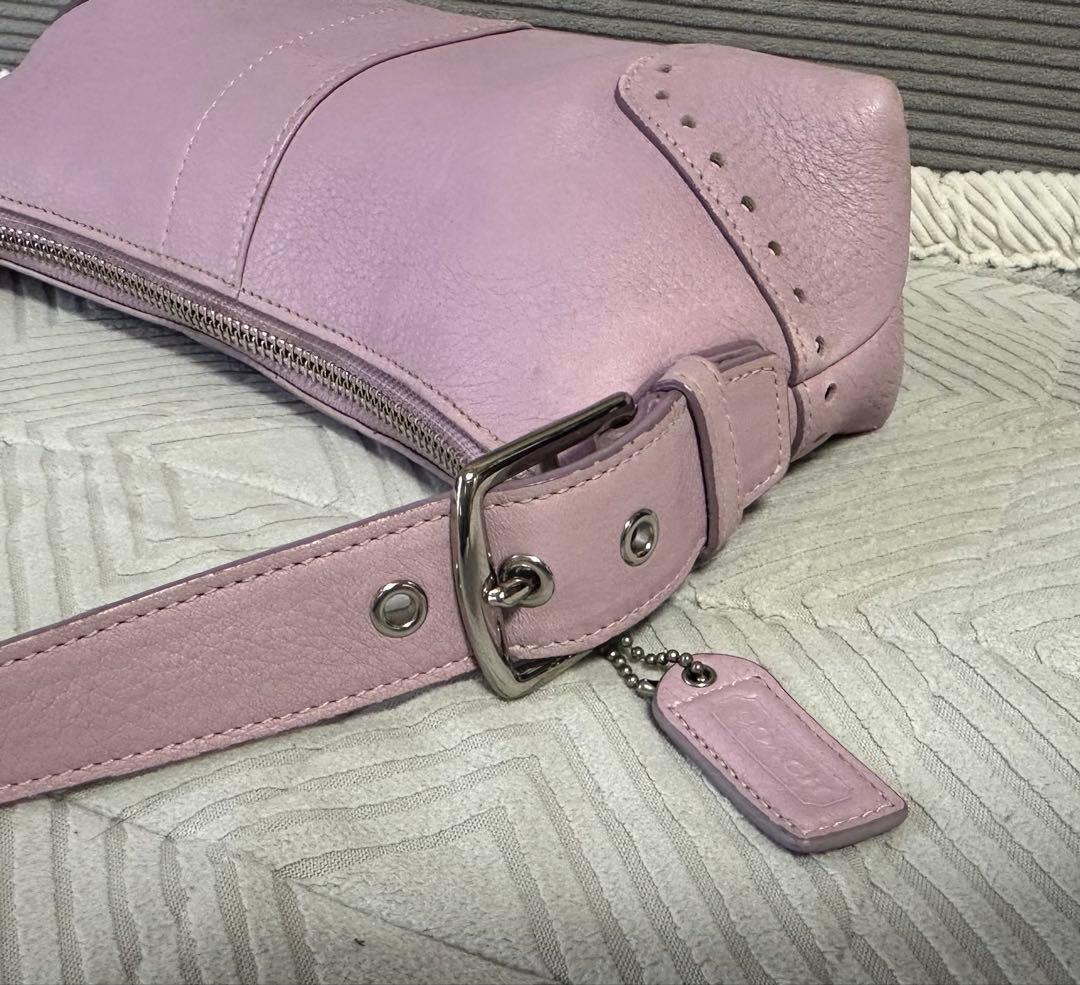 希少カラー COACH レザー アクセサリーポーチ ショルダーバッグ ピンク