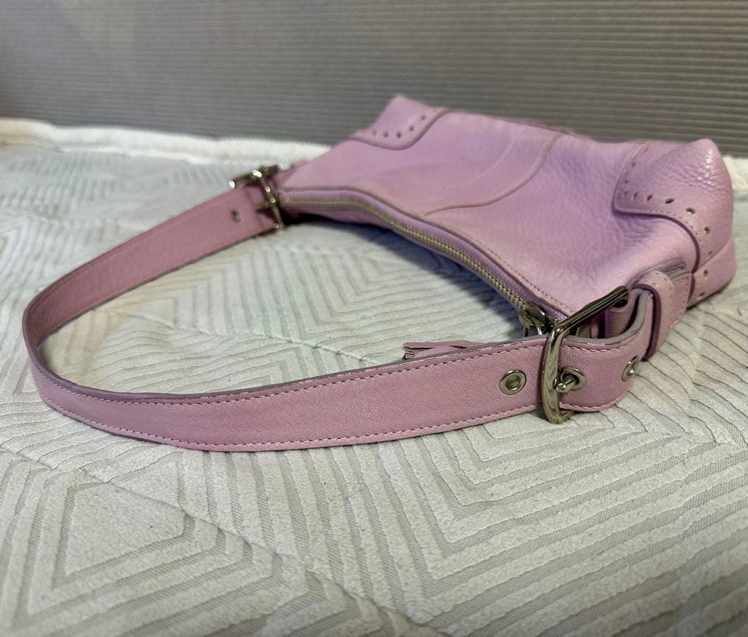 希少カラー COACH レザー アクセサリーポーチ ショルダーバッグ ピンク