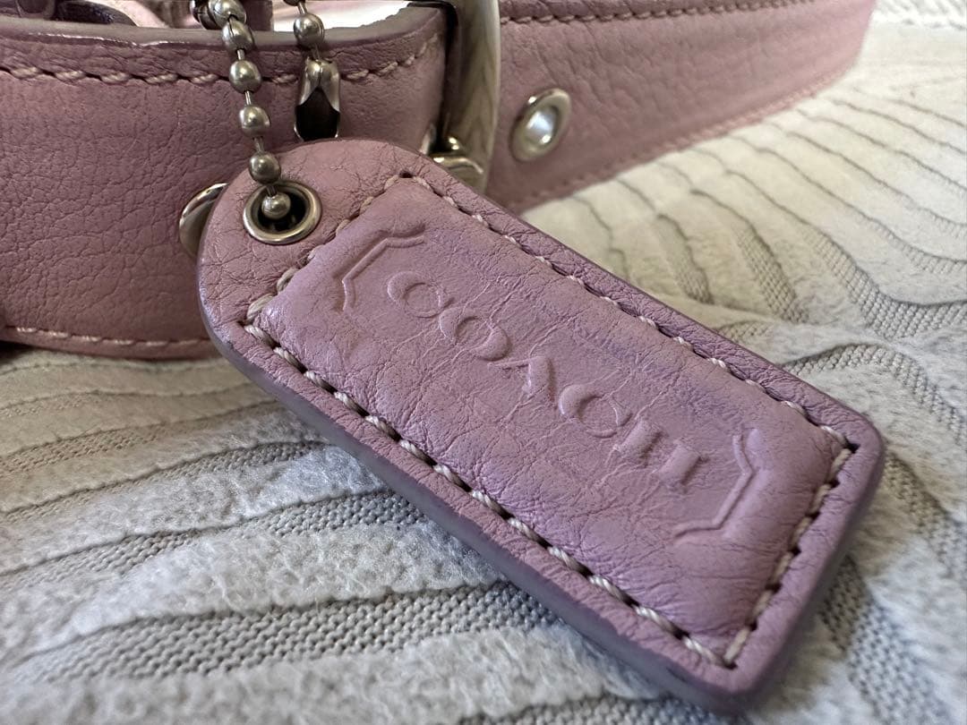 希少カラー COACH レザー アクセサリーポーチ ショルダーバッグ ピンク