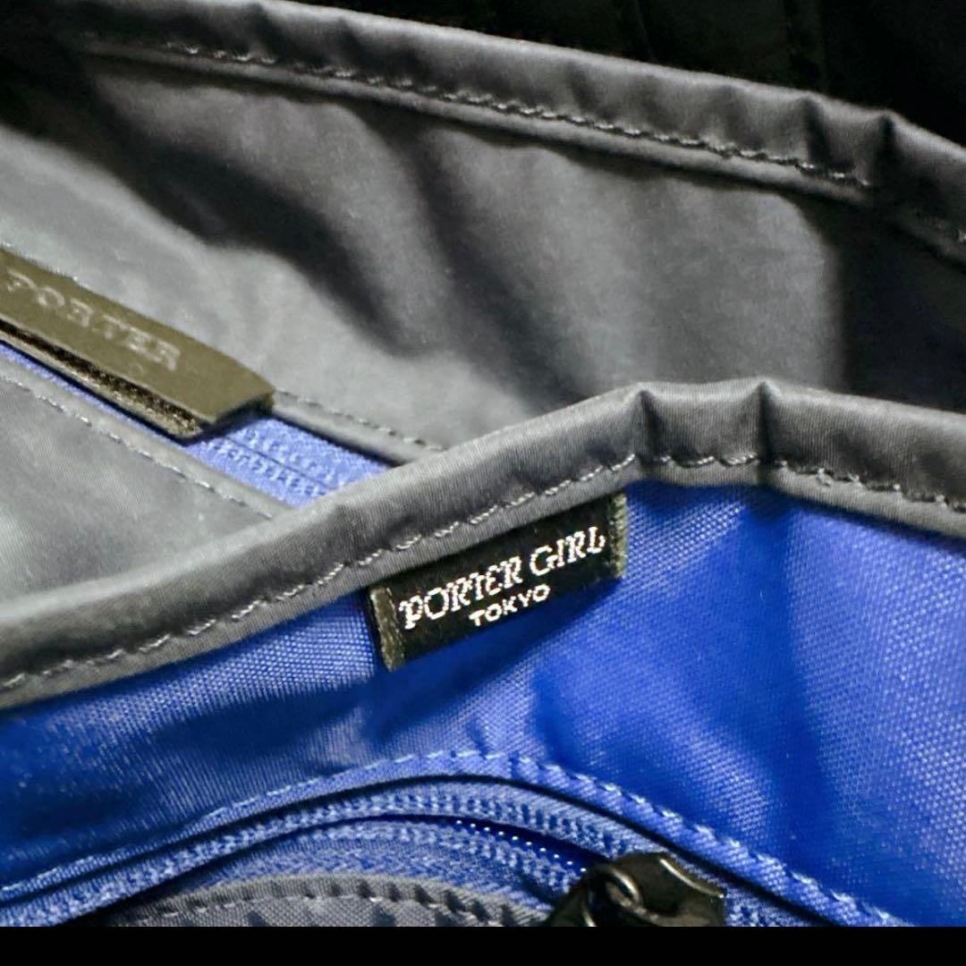 美品ポータームーストートバッグM現行日本製紺青人気PORTER通勤通学大容量ロゴ
