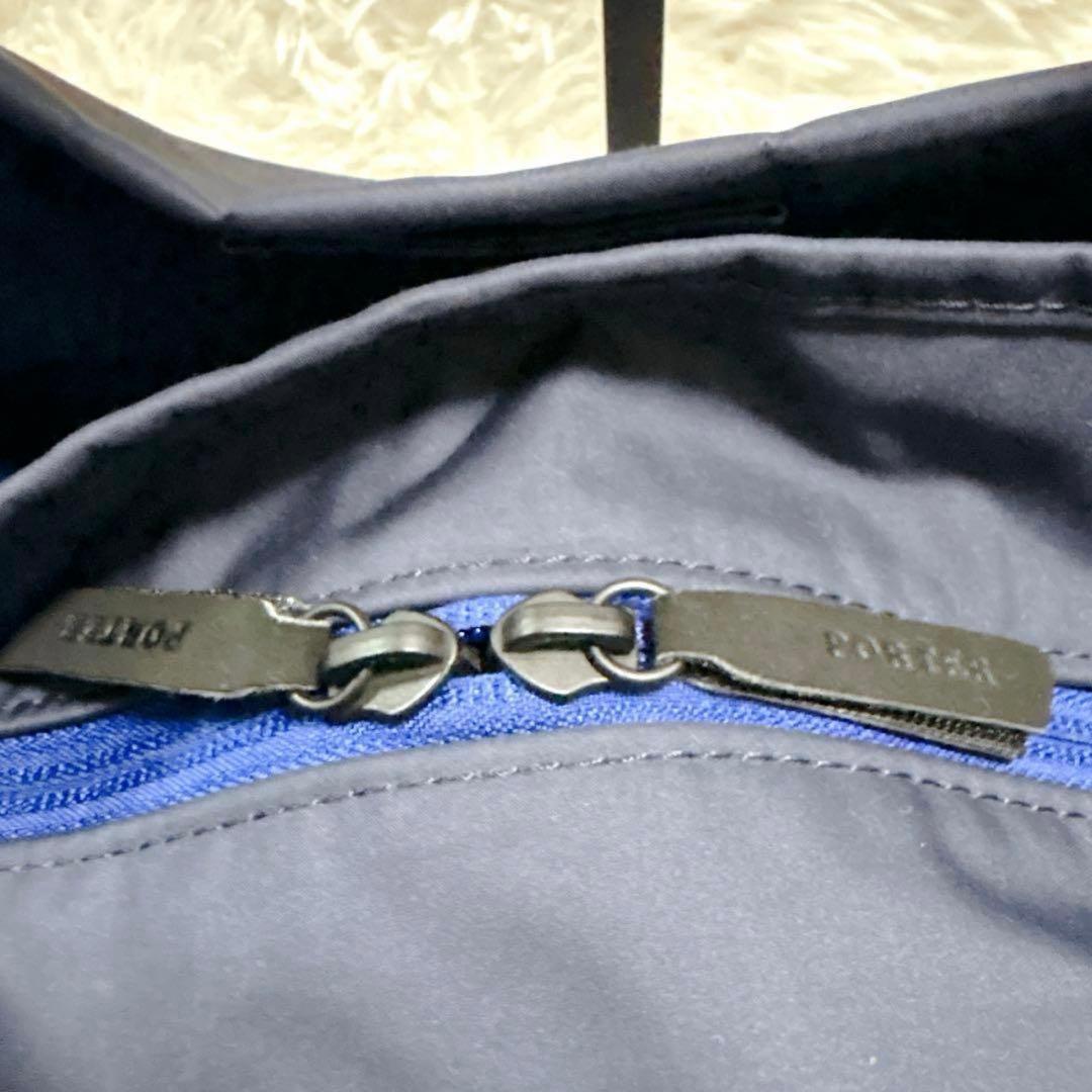 美品ポータームーストートバッグM現行日本製紺青人気PORTER通勤通学大容量ロゴ