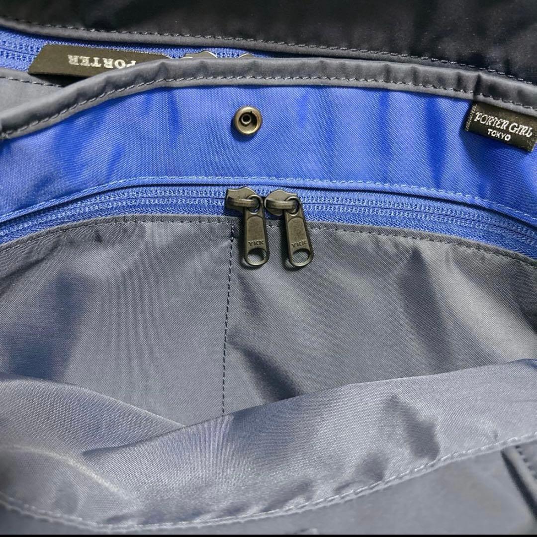 美品ポータームーストートバッグM現行日本製紺青人気PORTER通勤通学大容量ロゴ
