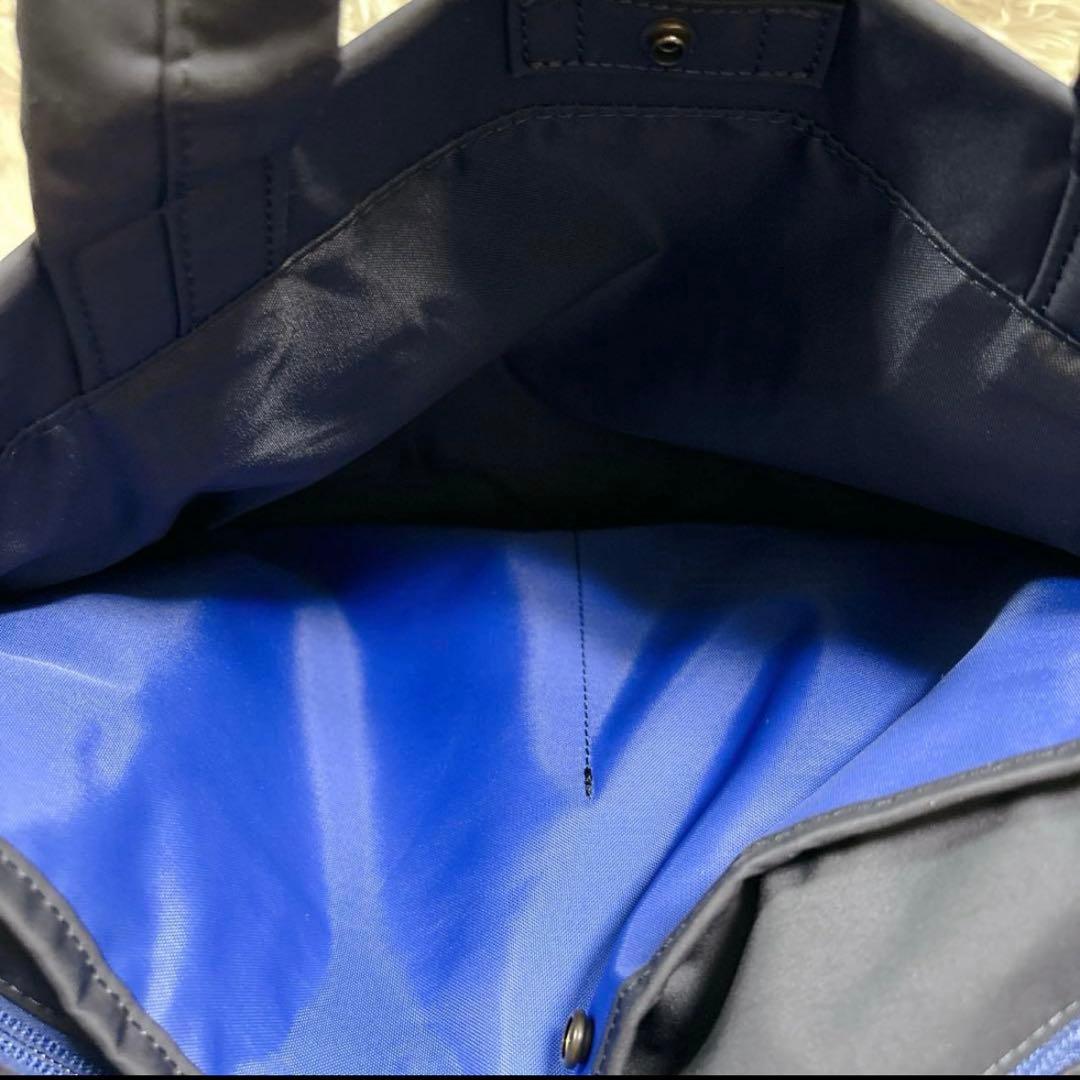 美品ポータームーストートバッグM現行日本製紺青人気PORTER通勤通学大容量ロゴ