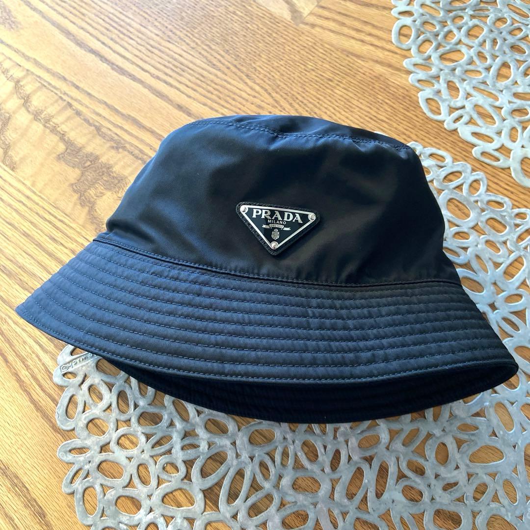 【試着のみ】PRADA プラダ ナイロン バケットハット ブラック