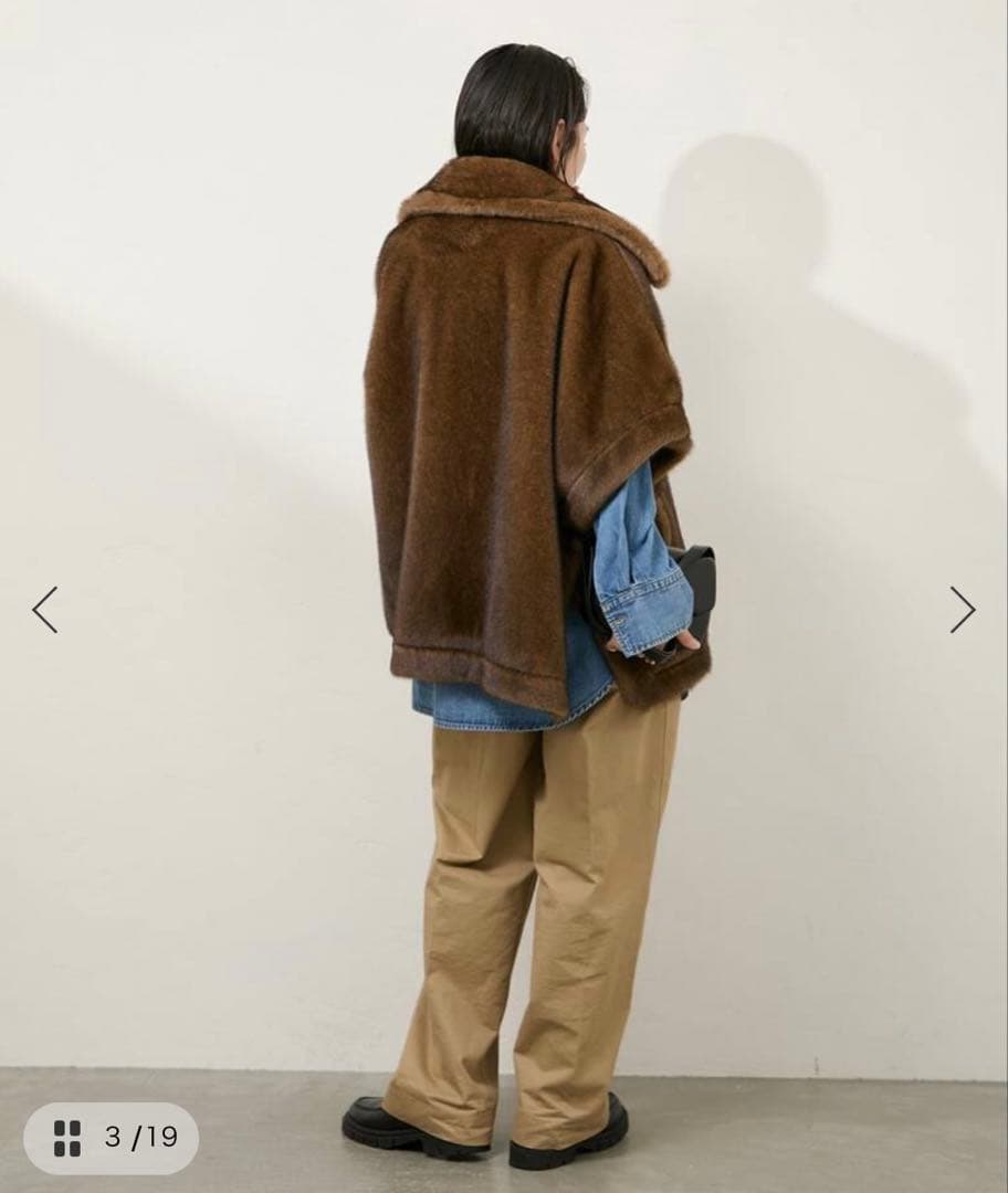 Mink Like Fur Poncho ブラウンファーショートコート