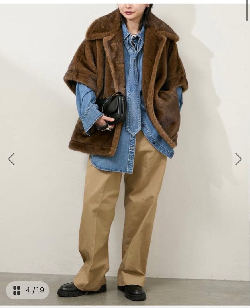 Mink Like Fur Poncho ブラウンファーショートコート