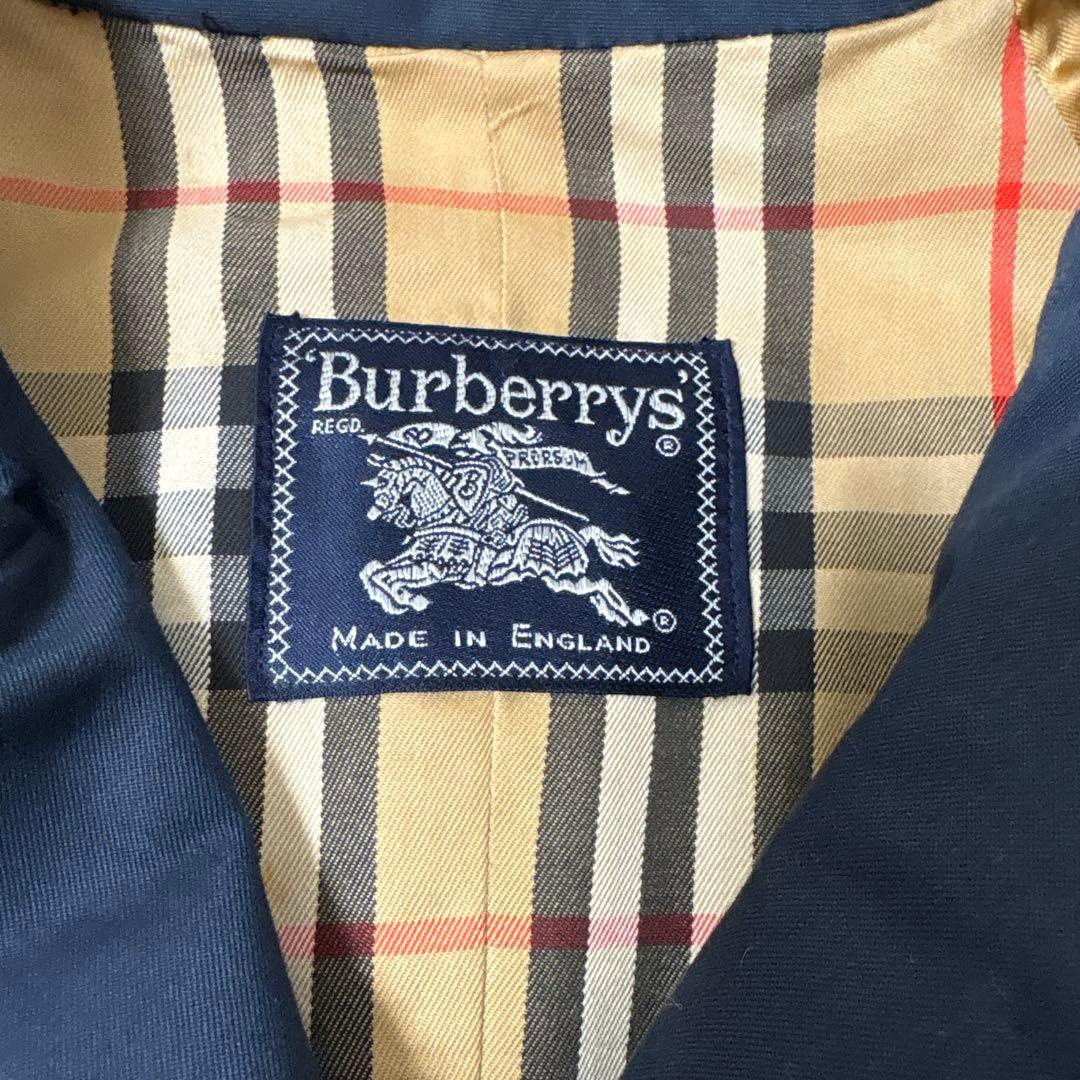 Burberrys 英国製ノバチェックトレンチロングコート ネイビー