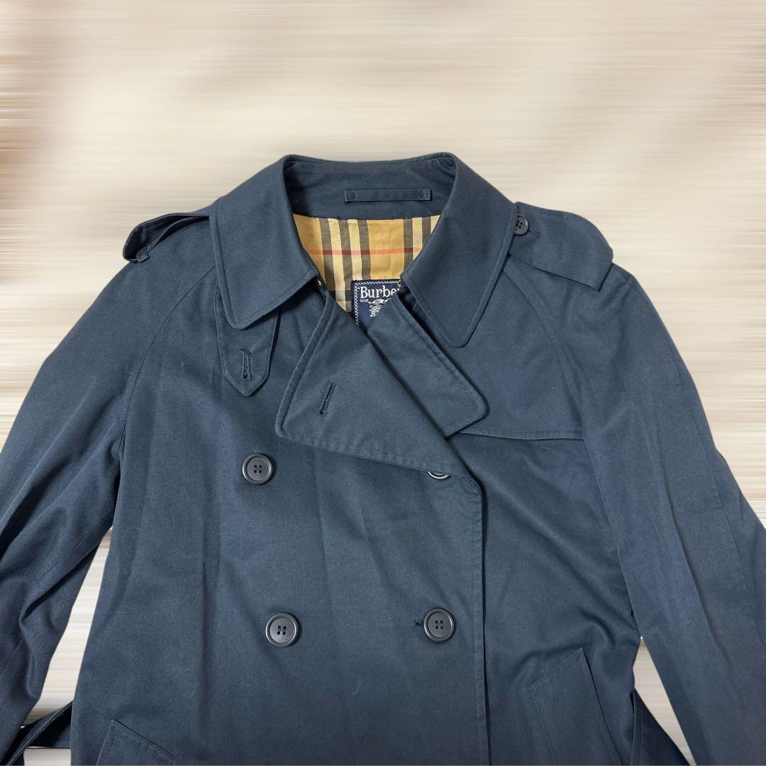 Burberrys 英国製ノバチェックトレンチロングコート ネイビー