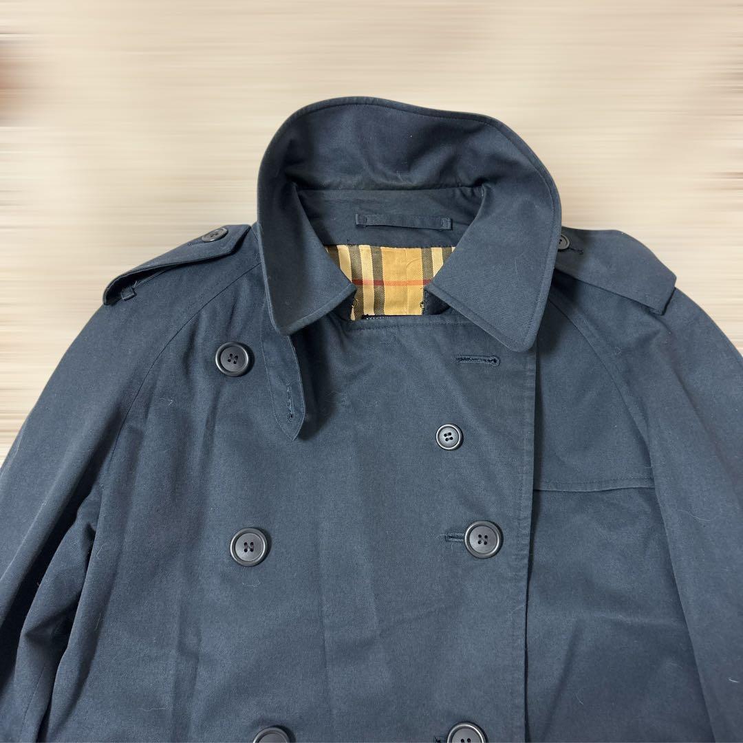 Burberrys 英国製ノバチェックトレンチロングコート ネイビー