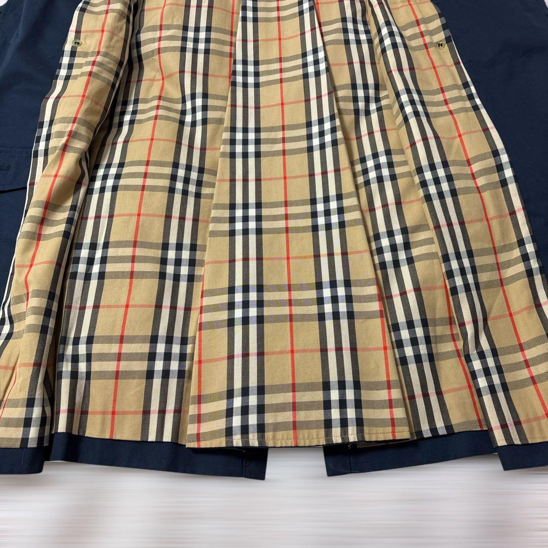 Burberrys 英国製ノバチェックトレンチロングコート ネイビー