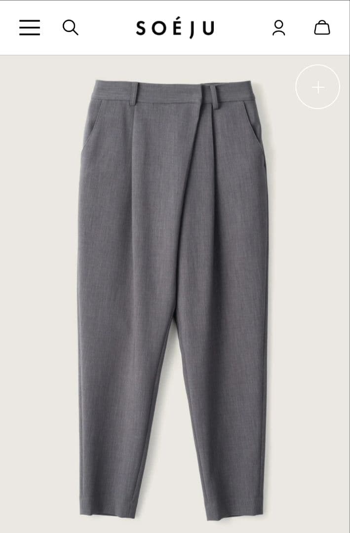 美品 SOEJU ウールライク タックパンツ ダークグレー S ソージュ