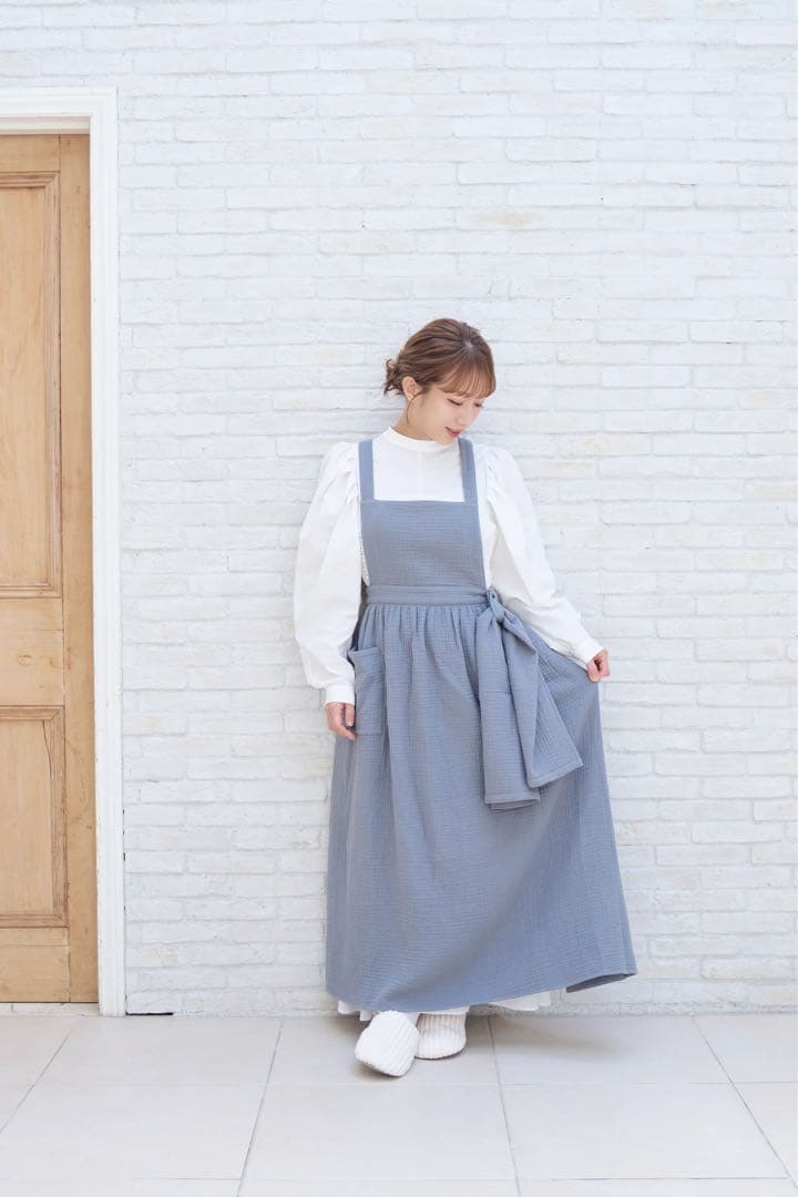 parsleyグレー ロングエプロン 辻ちゃん　タオル付き