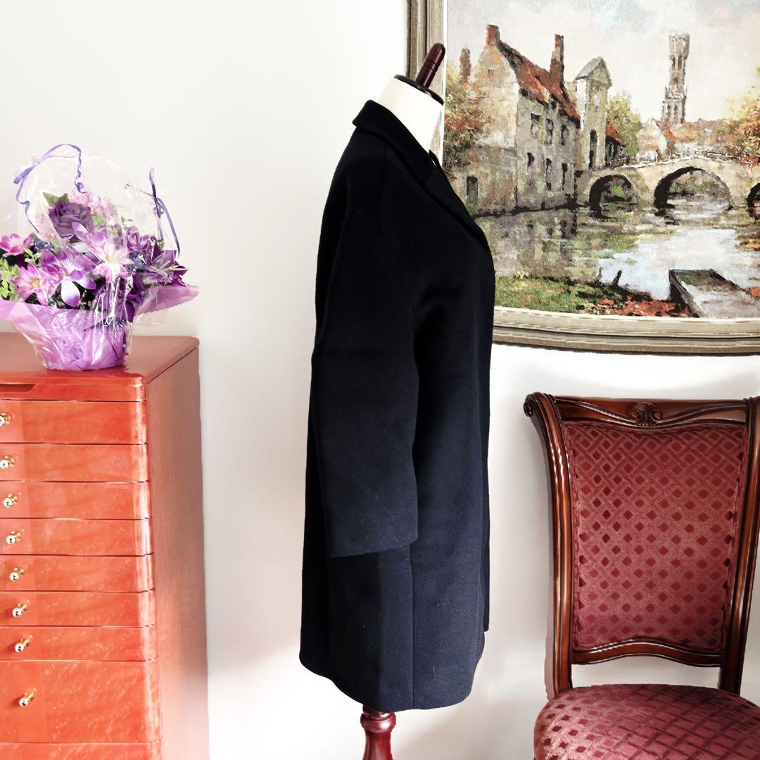 美品　PRADAプラダ カシミヤブレンド コクーン　シルエットコート ネイビー