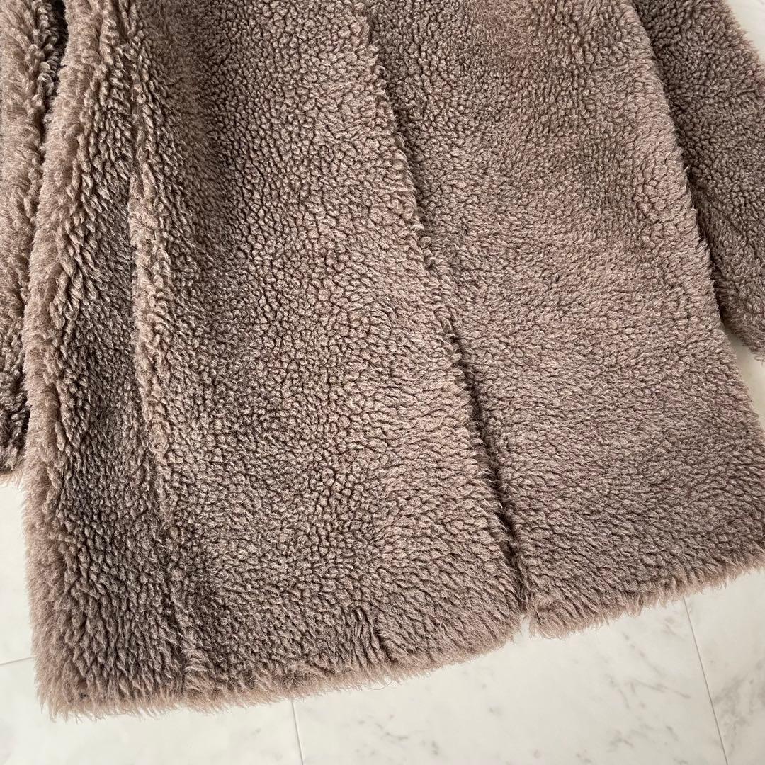 美品✨TICCA ウールファー ノーカラーコート ブラウン