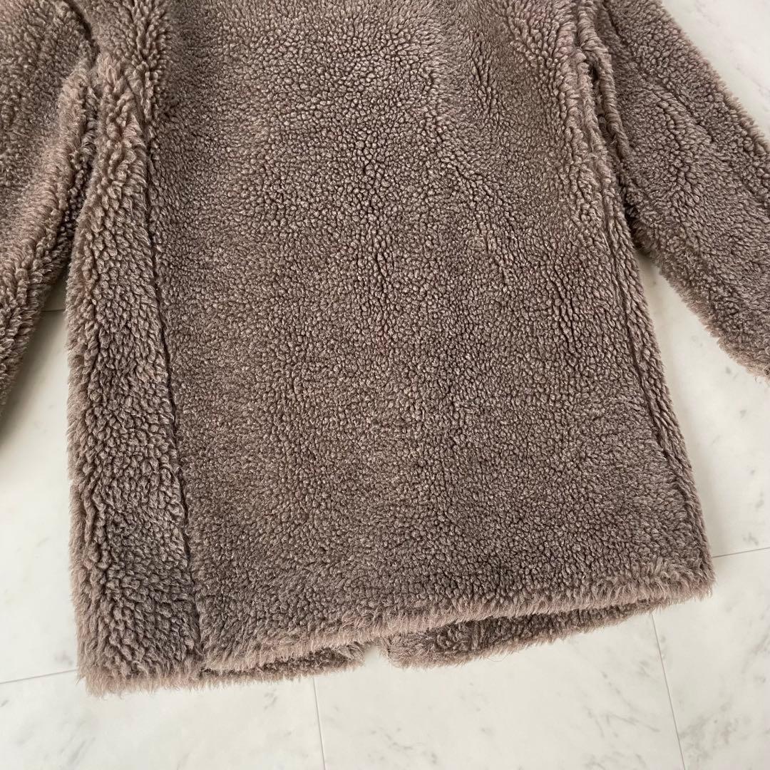 美品✨TICCA ウールファー ノーカラーコート ブラウン