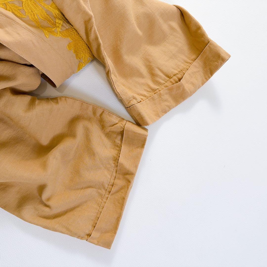 希少ꕥサラマリカ コットンリネン ビッグフラワー エンブ オールインワン