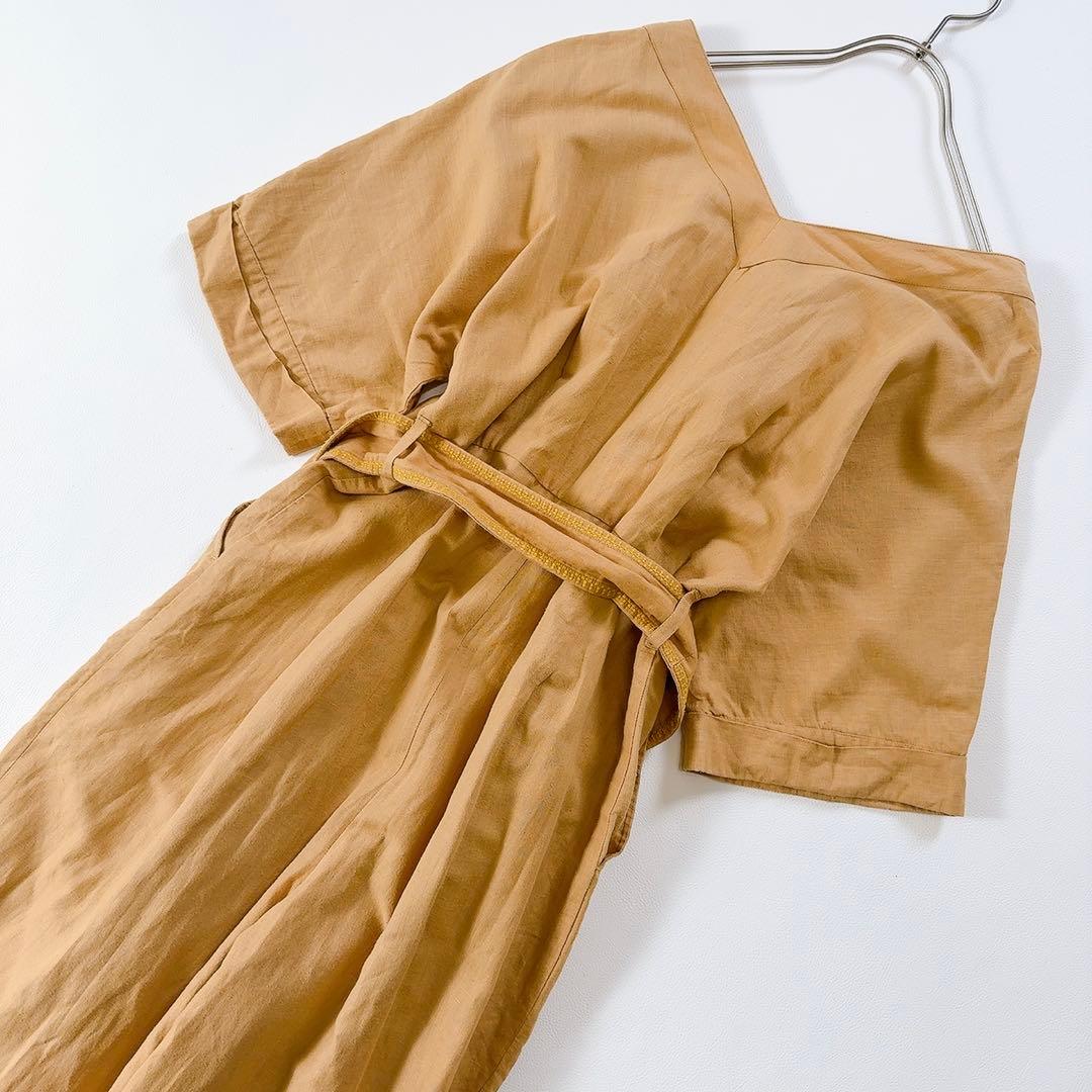 希少ꕥサラマリカ コットンリネン ビッグフラワー エンブ オールインワン