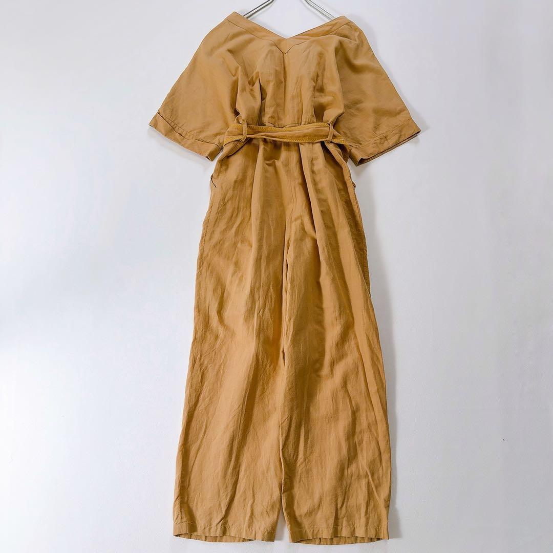 希少ꕥサラマリカ コットンリネン ビッグフラワー エンブ オールインワン