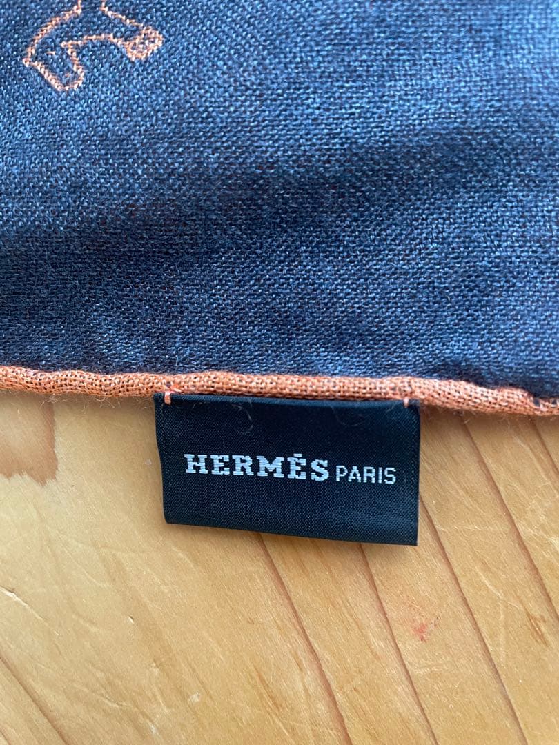 エルメス　マフラー　オレンジ　ブラウン