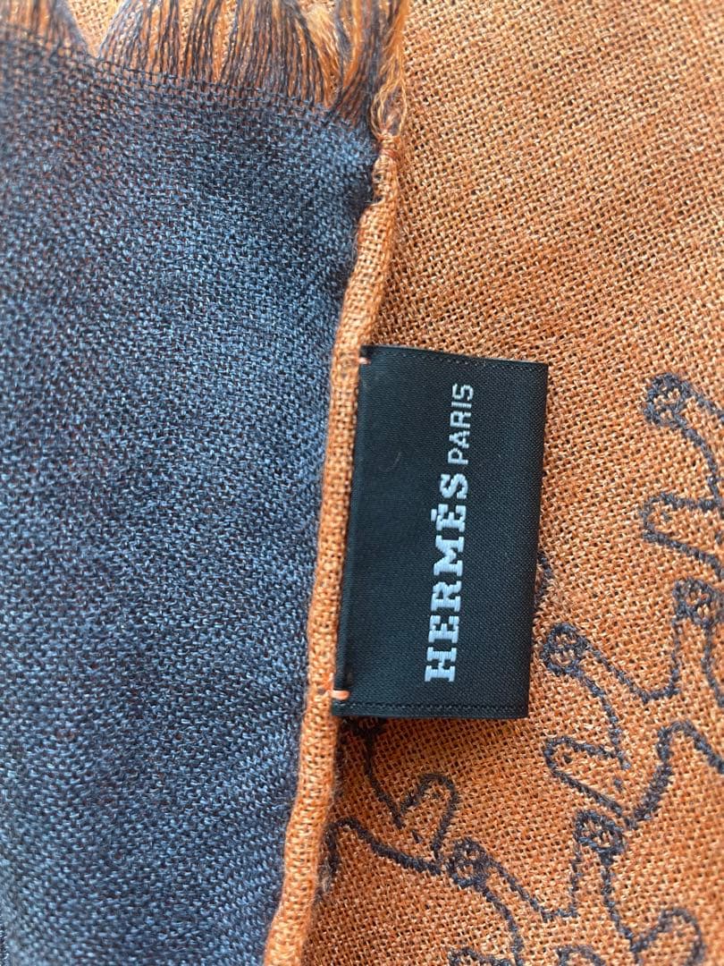 エルメス　マフラー　オレンジ　ブラウン