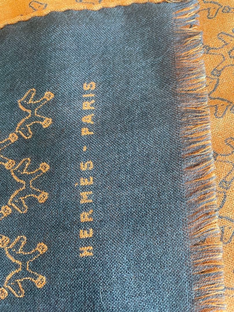 エルメス　マフラー　オレンジ　ブラウン