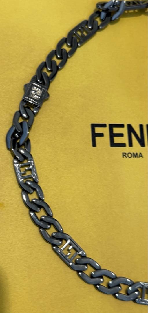 FENDI フェンディ FFチェーンネックレス チョーカー ブラッククローム