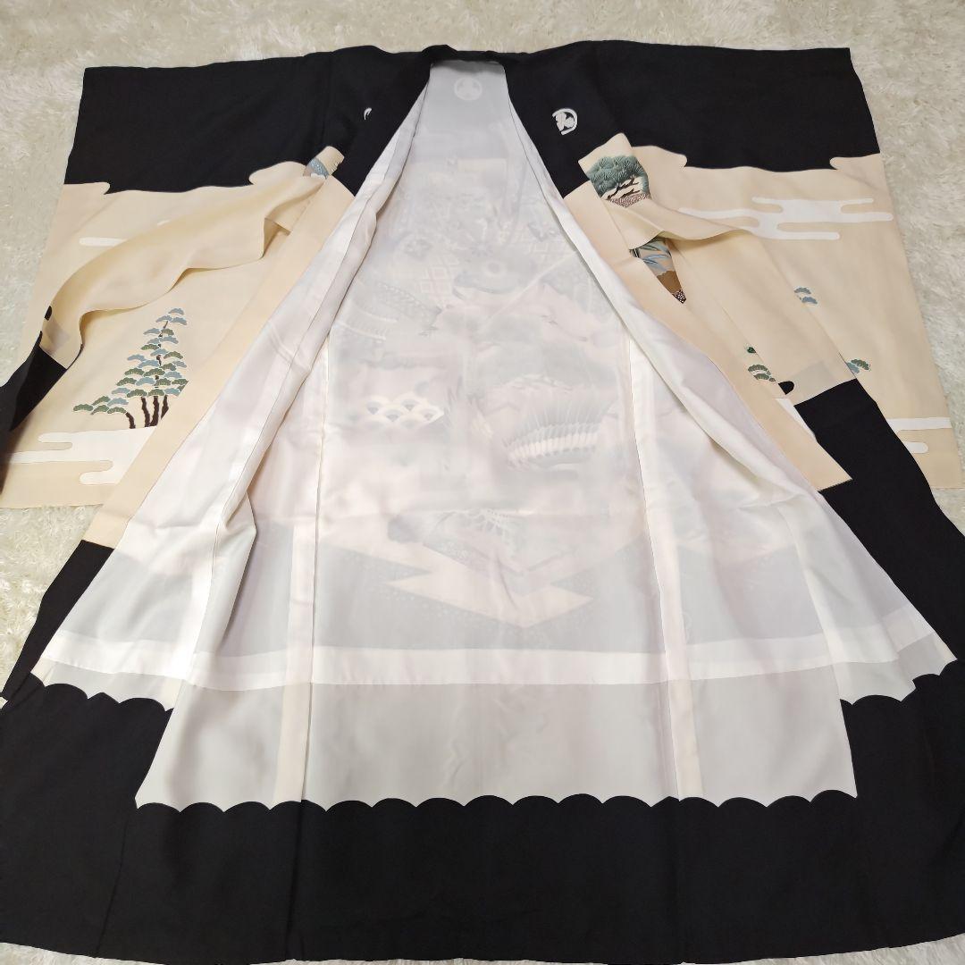 七五三 男の子 5歳 6点セット 着物 袴 紋付羽織 鷹 黒 草履 日本製