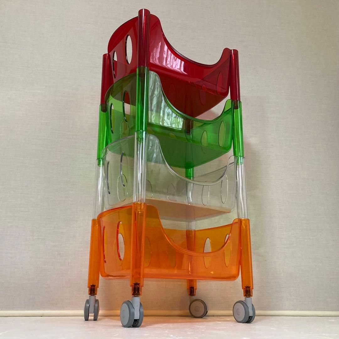 イタリア製 グッチーニ ワゴン ラック バスケット キャスター付き 収納 4段