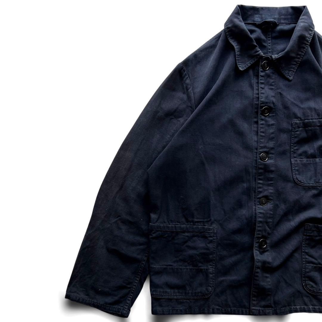 70sユーロワークカバーオール/ヘリンボーンブラック