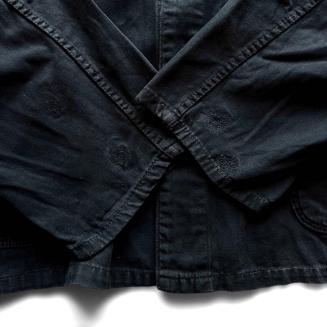 70sユーロワークカバーオール/ヘリンボーンブラック