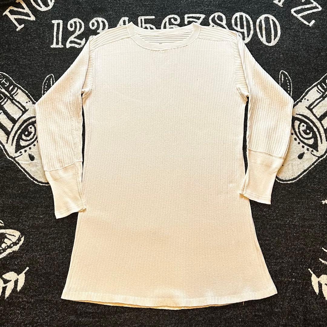 50s スウェーデン軍 ビンテージ ユーロ サーマル 長袖 白Tシャツ