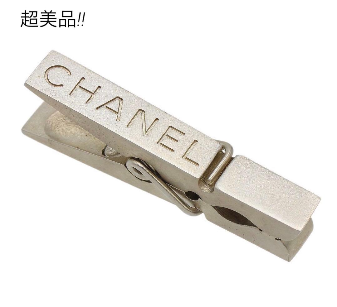 R2885 超美品 シャネル ロゴ マネークリップ クローズピン