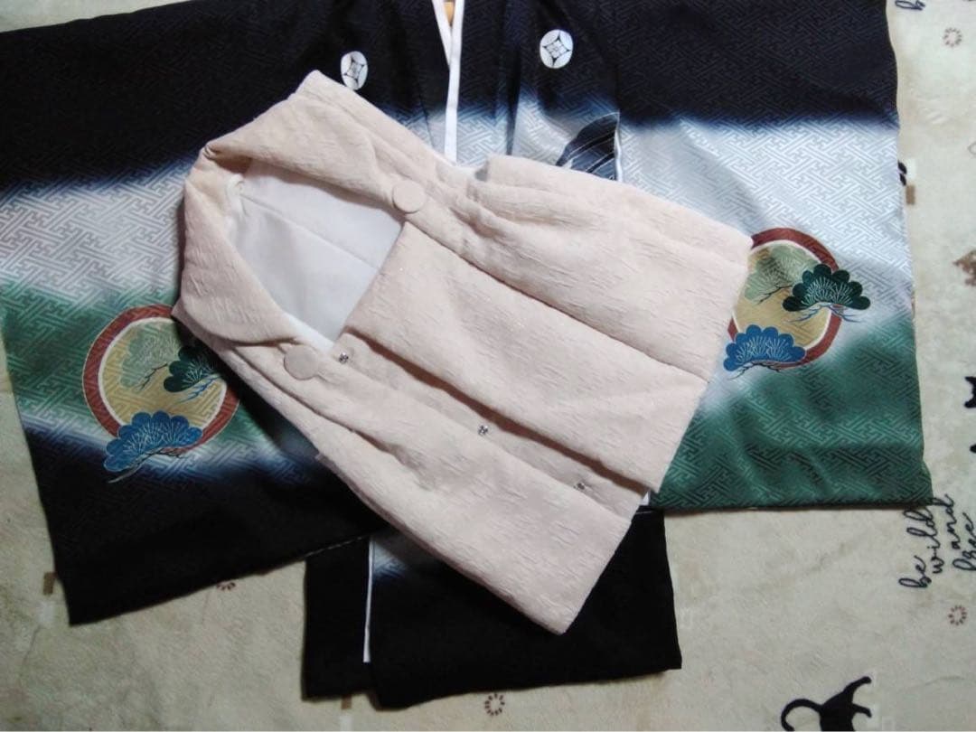 男の子用・3歳向け・表側正絹・お被覆とお着物のセット