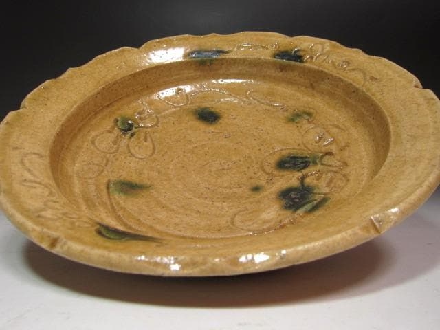 【北キツネ】☆　北大路魯山人　黄瀬戸鉢　☆y606