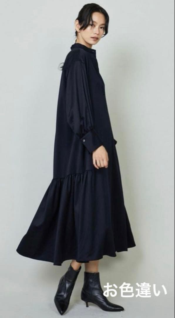 1er プルミエ アロンディスモン ウールサテンシャツワンピース 36