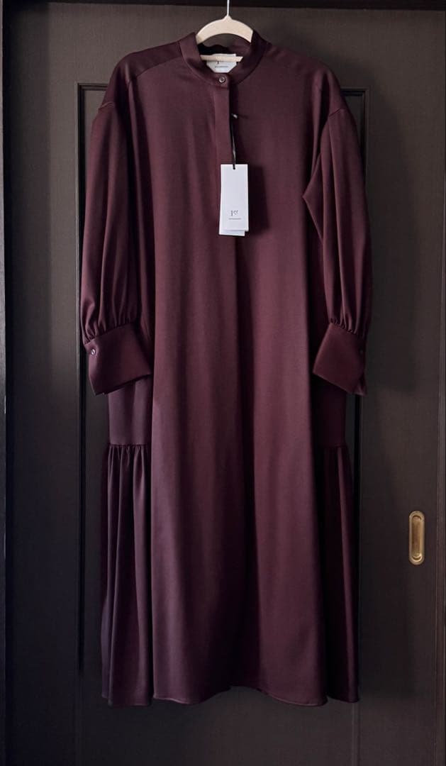 1er プルミエ アロンディスモン ウールサテンシャツワンピース 36