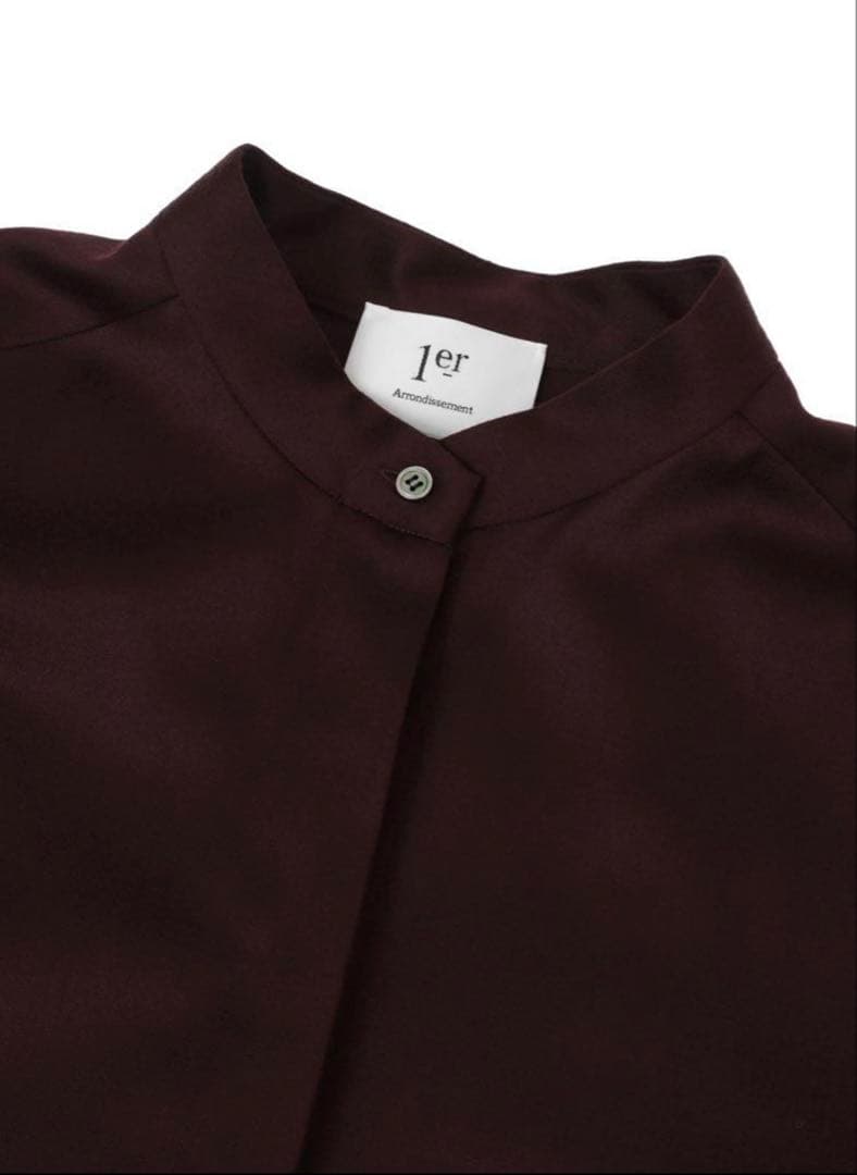 1er プルミエ アロンディスモン ウールサテンシャツワンピース 36