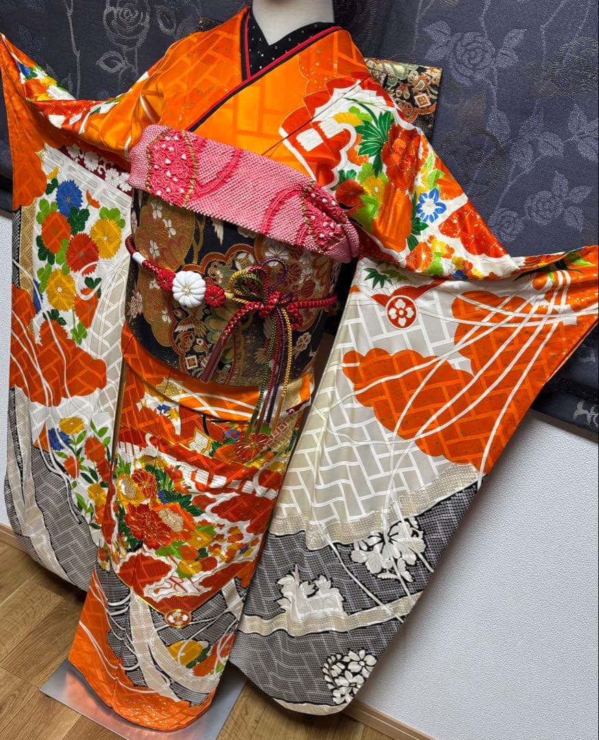 正絹振袖フルセット★金駒刺繍