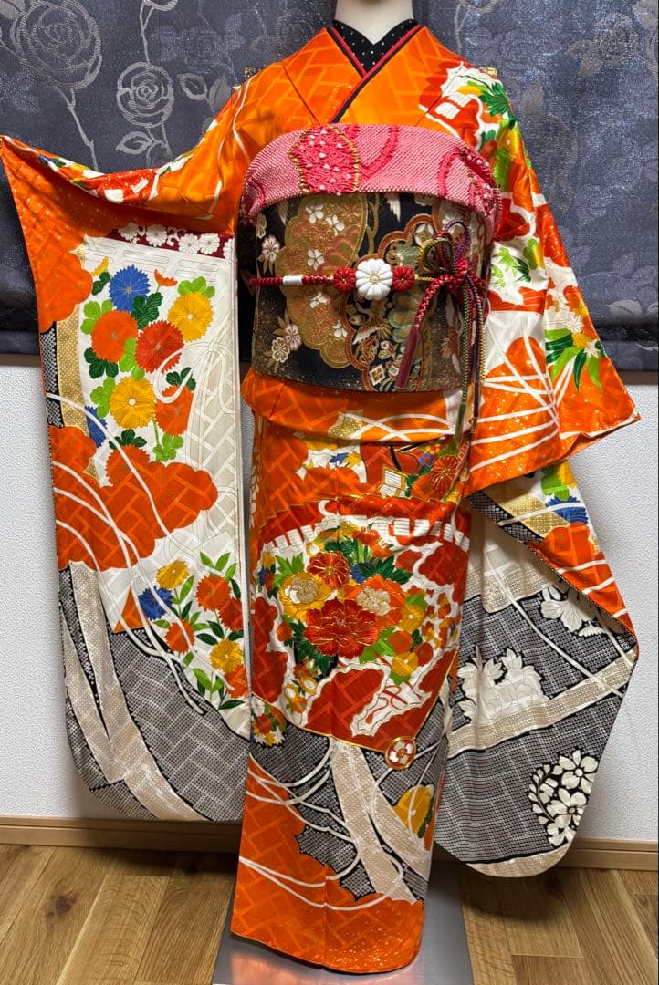 正絹振袖フルセット★金駒刺繍