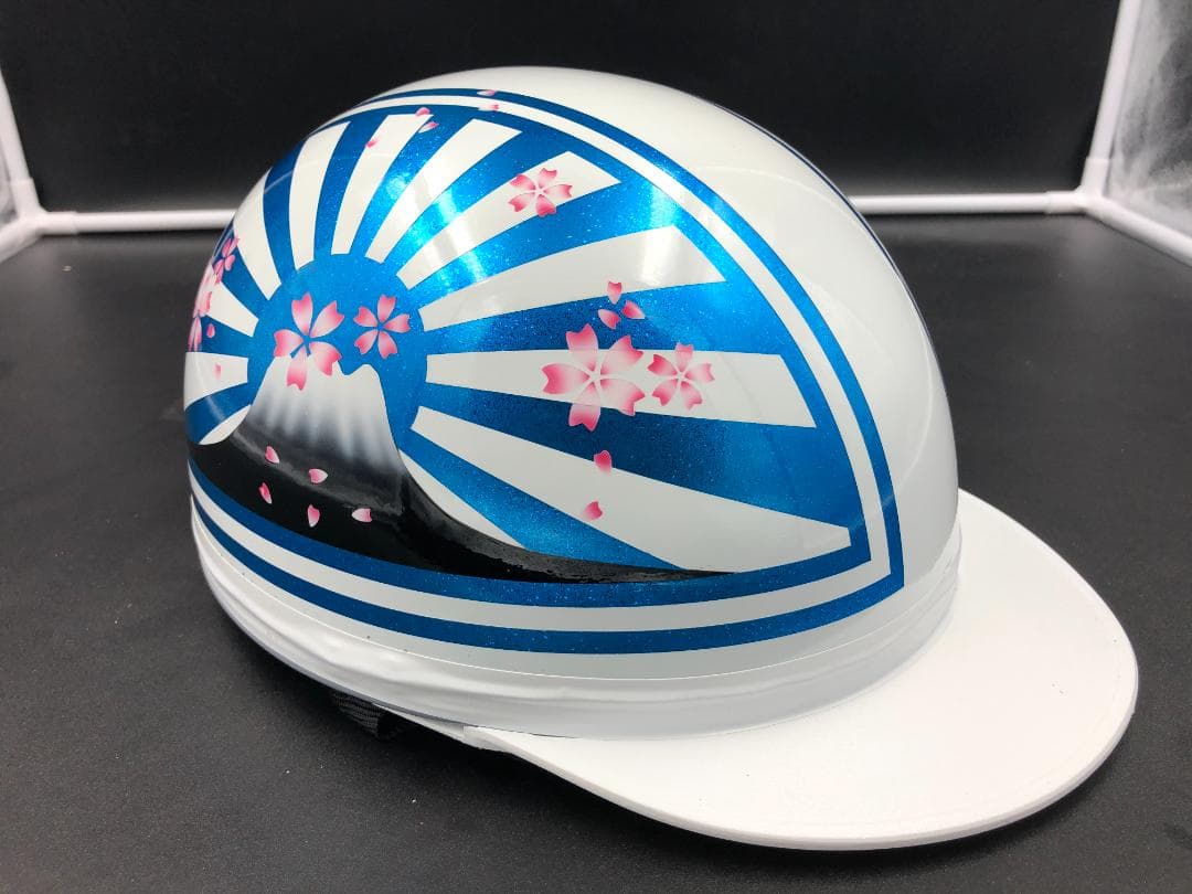 コルク半　カスタム　富士日章　三つボタン　ホワイトブルーラメ　桜　高級クリヤ