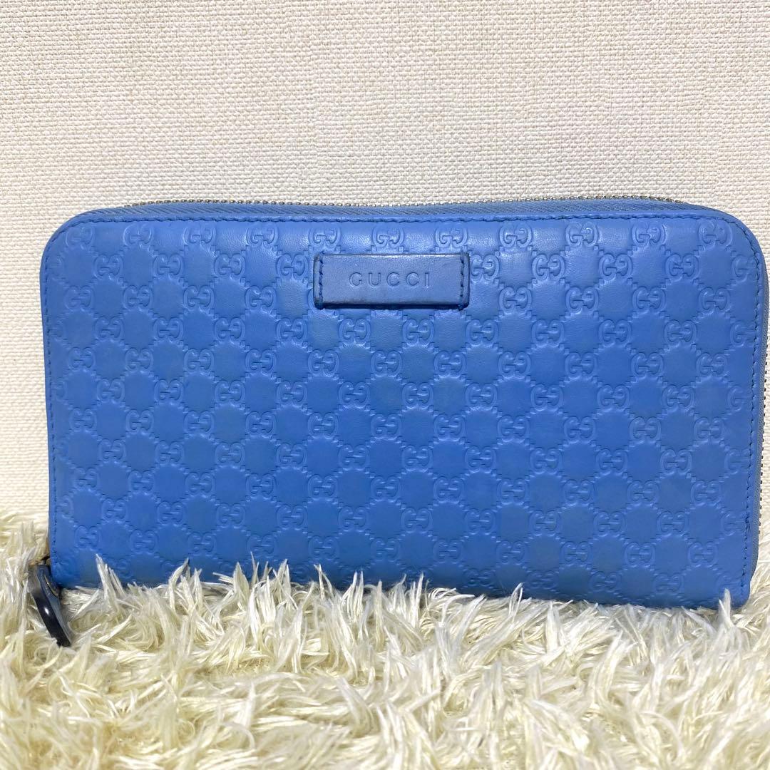 美品✨ GUCCI グッチ マイクロシマレザー 長財布 ラウンドファスナー