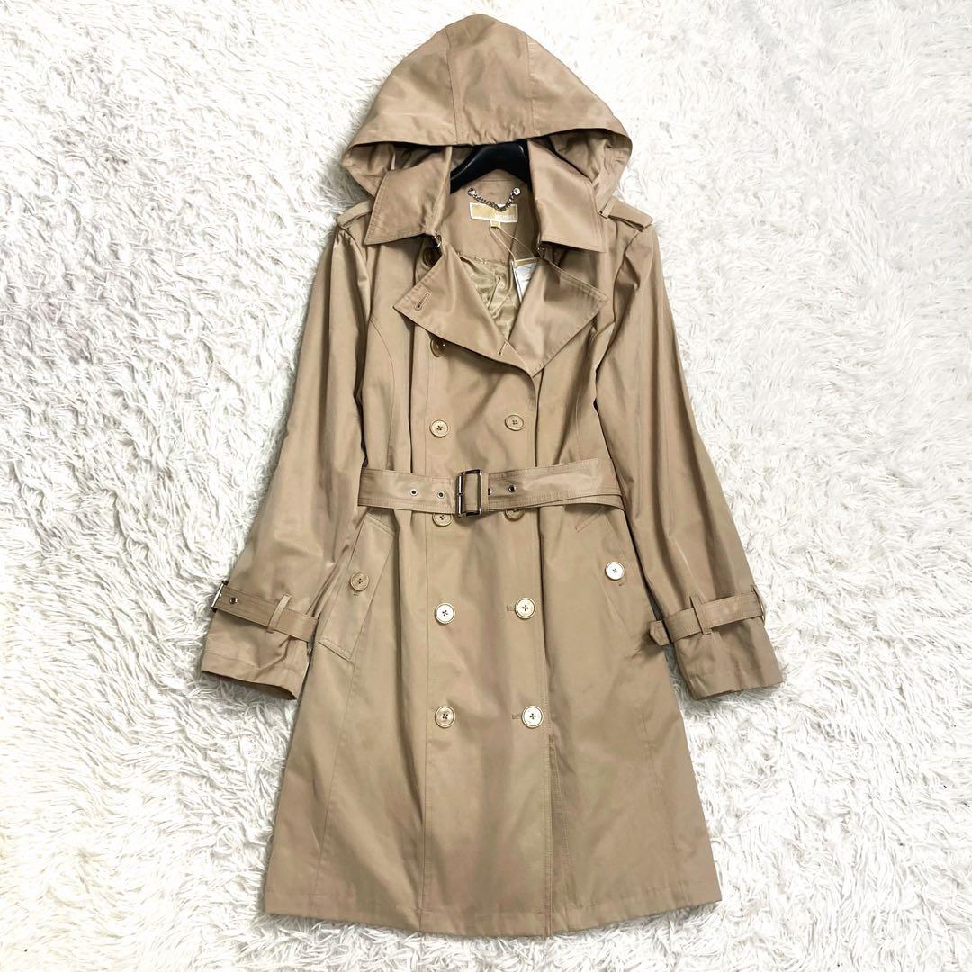 ごんちゃん 未使用品 マイケルコース フード付きトレンチコート ロゴボタン
