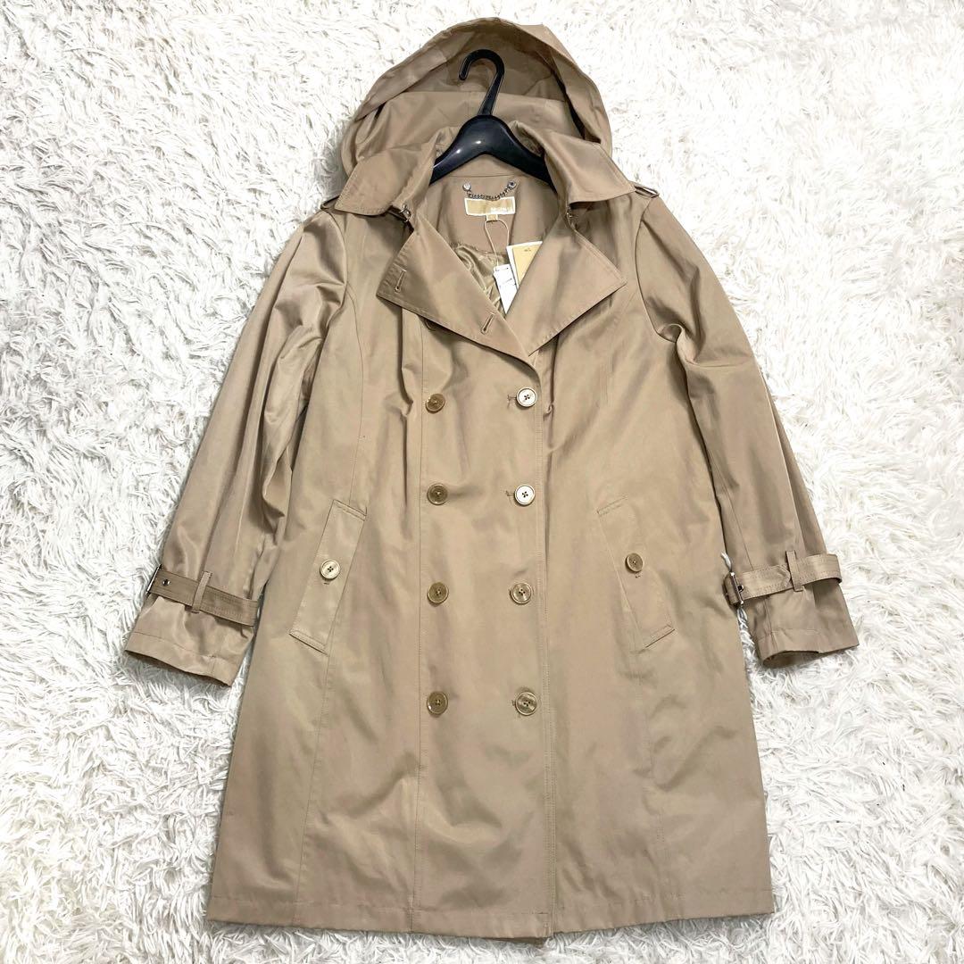 ごんちゃん 未使用品 マイケルコース フード付きトレンチコート ロゴボタン