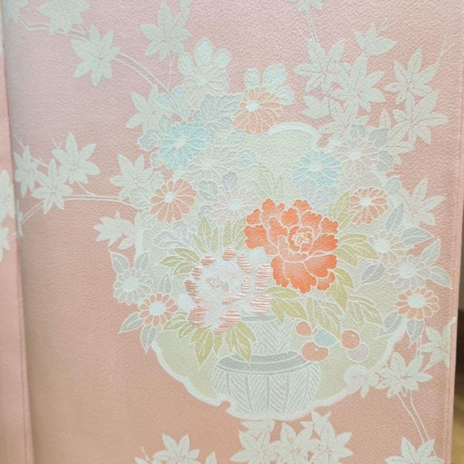 ～専用です～ピンク雪輪訪問着と袋帯・帯揚げ帯締めの4点フルセット